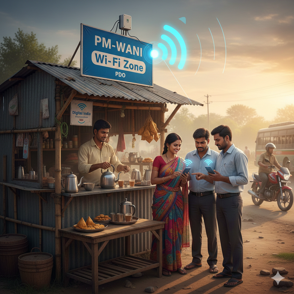PM-WANI Wi-Fi at a roadside tea stall